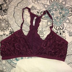 Maroon Lace/Mesh Bralette